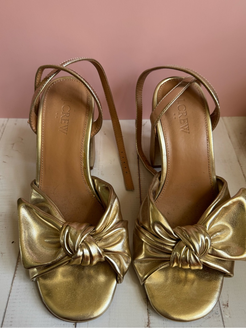 J. Crew Factory Gold Knot Strap Sandals